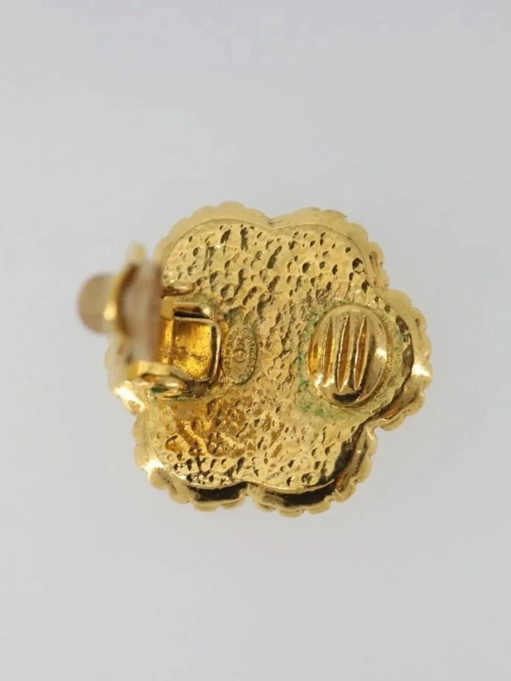 CHANEL Earring Metal Gold Tone CC Auth BA13636M